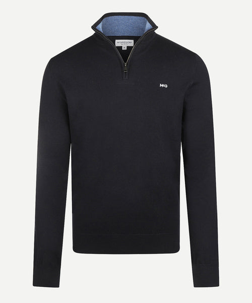 Zip Mock Trui Katoen-Kasjmier | Navy