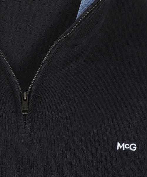 Zip Mock Trui Katoen-Kasjmier | Navy