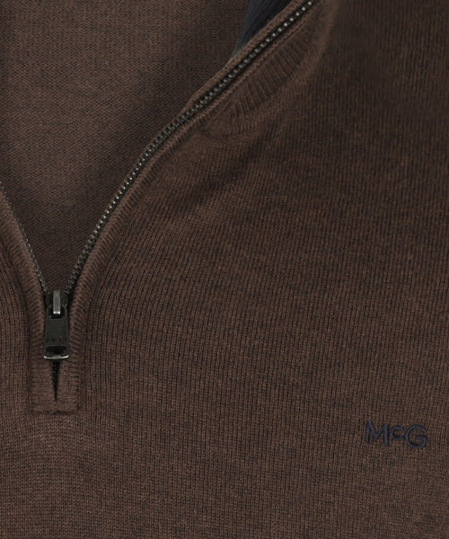 Zip Mock Trui Katoen-Kasjmier | Chocolate Brown
