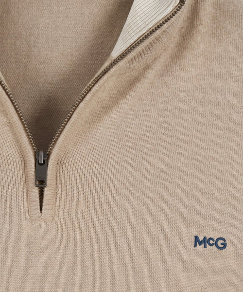 Zip Mock Trui Katoen-Kasjmier | Sand