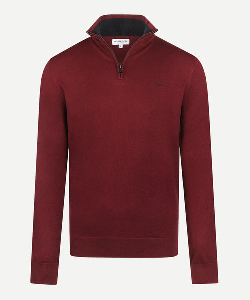 Zip Mock Trui Katoen-Kasjmier | Burgundy