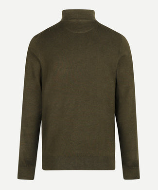 Zip Mock Trui Katoen-Kasjmier | Dark Olive