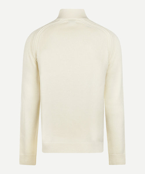 Zip Mock Ribbed Sweater Lamb's Wool | Off White