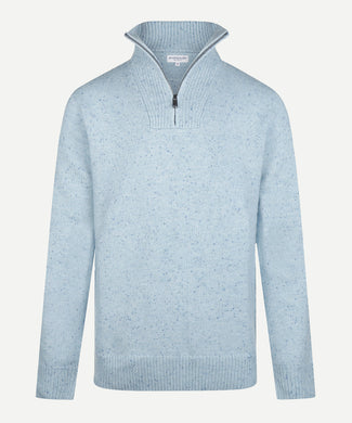 Fishermans Zip Mock Trui Wol | Light Blue
