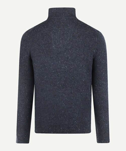 Fisherman's Zip Mock Wool Sweater | Navy