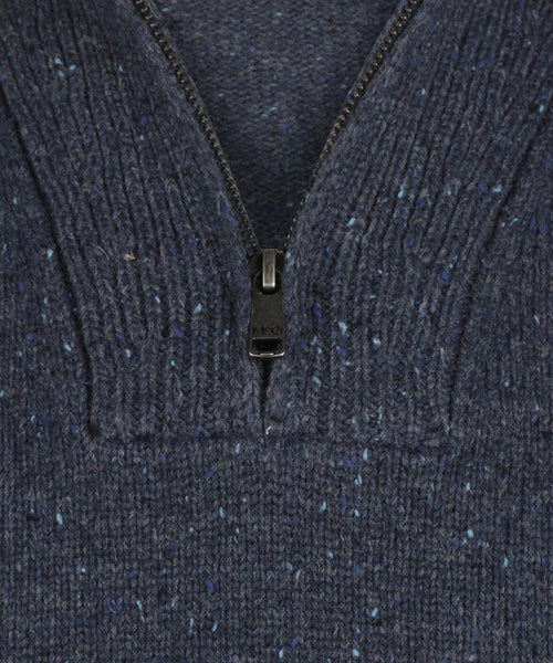 Fisherman's Zip Mock Wool Sweater | Navy