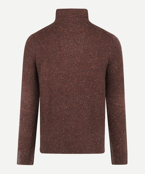 Fisherman's Zip Mock Wool Sweater | Chocolate Brown