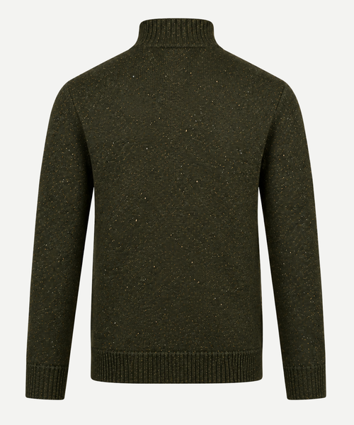 Fishermans Zip Mock Trui Wol | Dark Olive