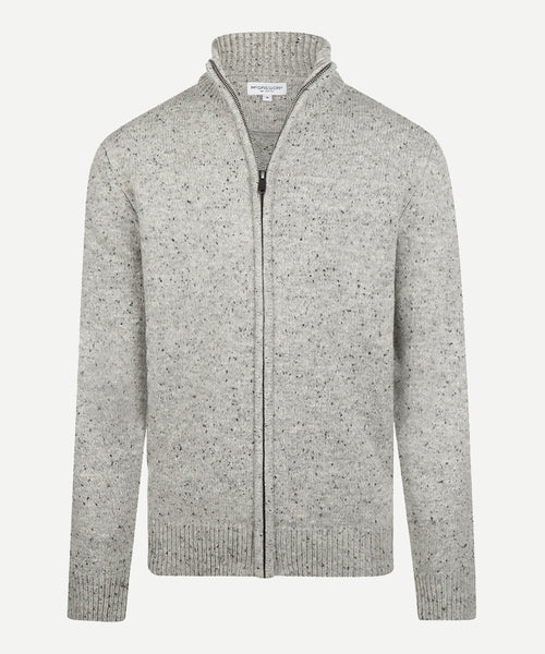 Fisherman's Zip-Through Wool Vest | Medium Grey Melange