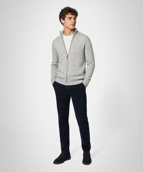 Fisherman's Zip-Through Wool Vest | Medium Grey Melange