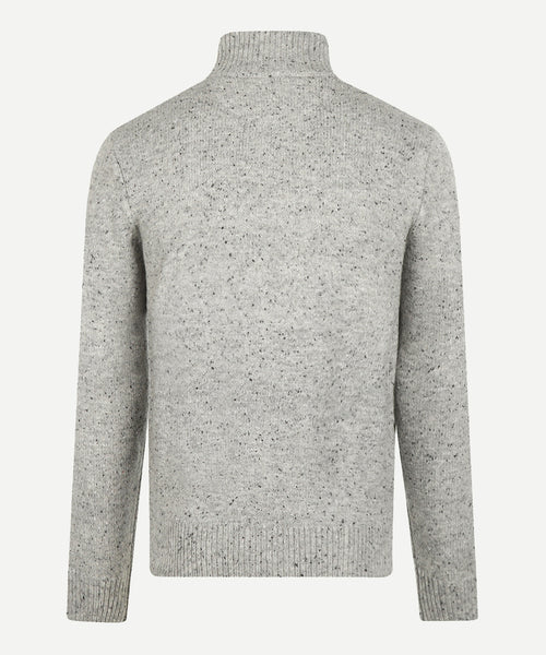 Fisherman's Zip-Through Wool Vest | Medium Grey Melange