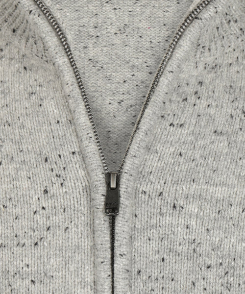 Fisherman's Zip-Through Wool Vest | Medium Grey Melange