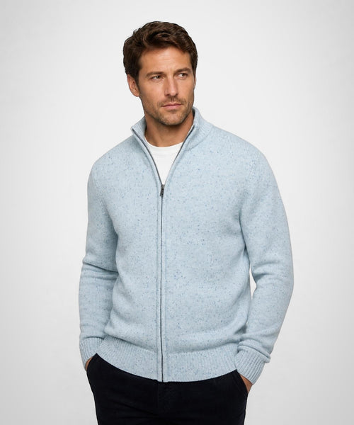 Fisherman's Zip-Through Wool Vest | Light Blue