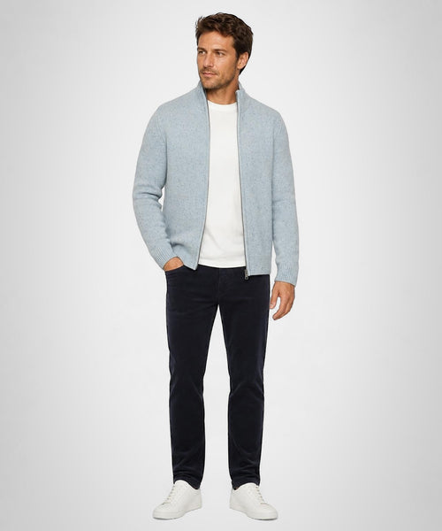Fisherman's Zip-Through Wool Vest | Light Blue