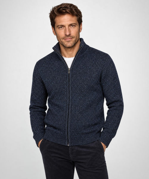 Fishermans Zip Thru Vest Wol | Navy