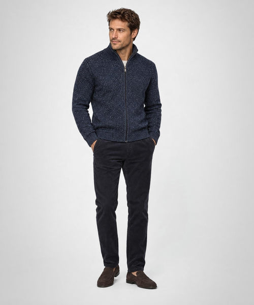 Fishermans Zip Thru Vest Wol | Navy