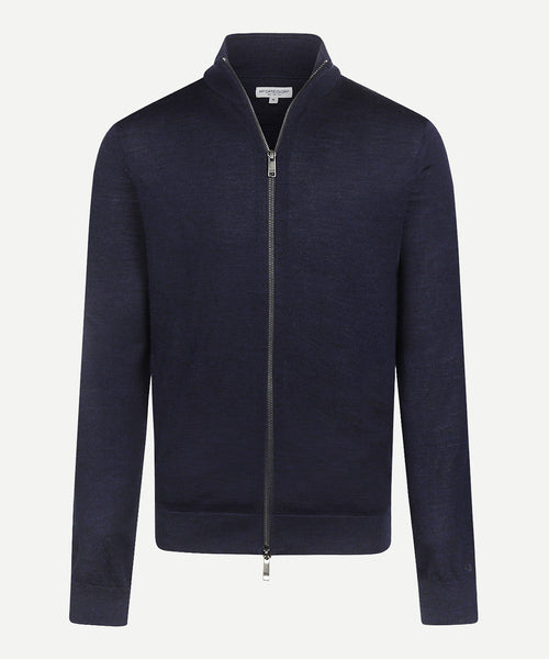 Fine Merino Zip Thru Vest | Navy
