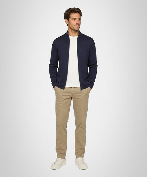Fine Merino Zip Thru Vest | Navy