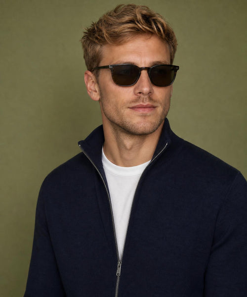 Fine Merino Zip Thru Vest | Navy