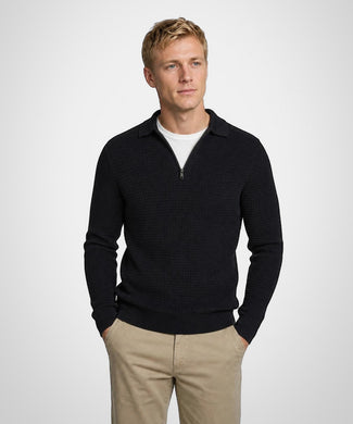 Structured Polo Trui Katoen-Kasjmier | Navy