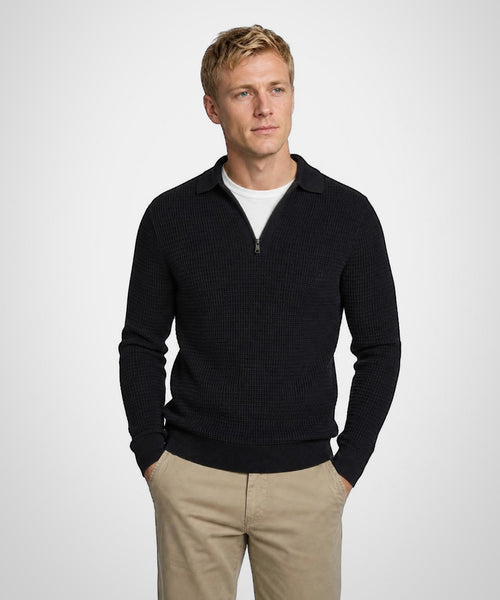 Structured Polo Trui Katoen-Kasjmier | Navy