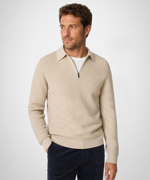 Structured Polo Trui Katoen-Kasjmier | Sand