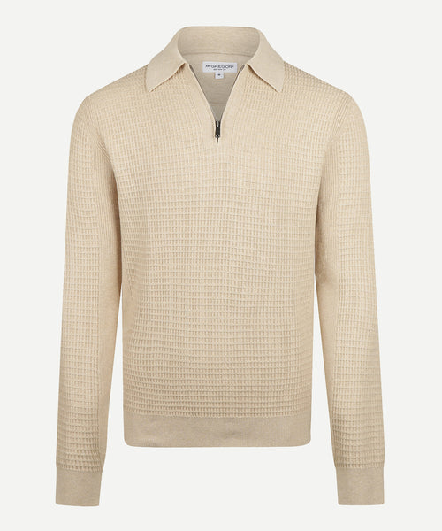 Structured Polo Trui Katoen-Kasjmier | Sand