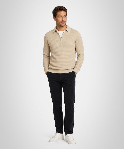 Structured Polo Trui Katoen-Kasjmier | Sand