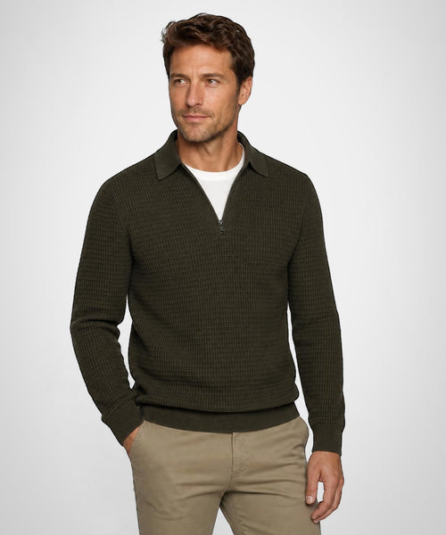Structured Polo Trui Katoen-Kasjmier | Dark Olive