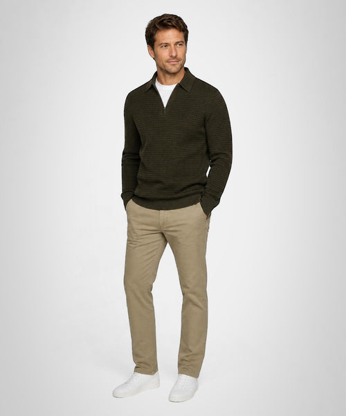 Structured Polo Trui Katoen-Kasjmier | Dark Olive