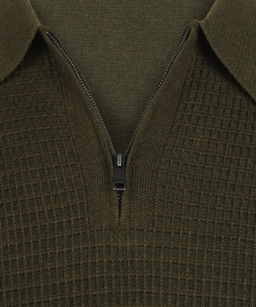Structured Polo Trui Katoen-Kasjmier | Dark Olive