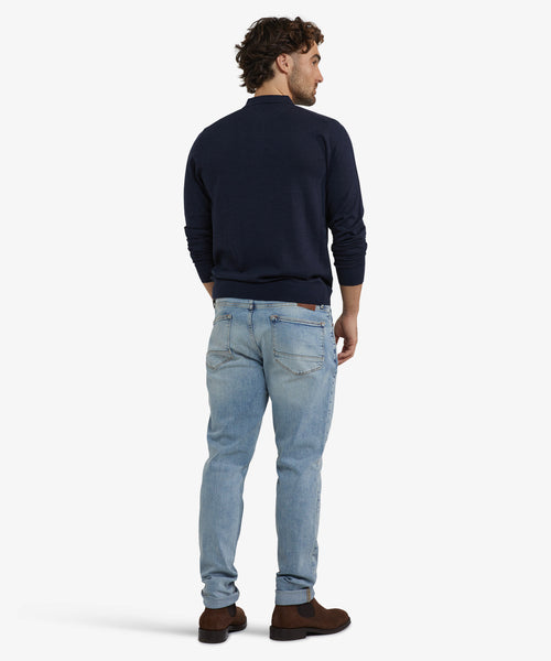 Fine Merino Longsleeve Polo | Navy