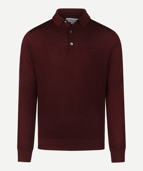 Fine Merino Longsleeve Polo | Burgundy