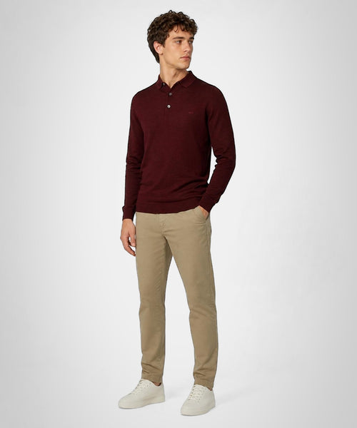 Fine Merino Longsleeve Polo | Burgundy