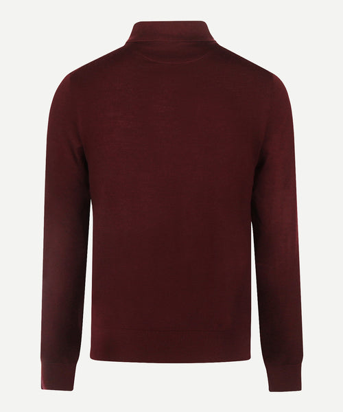 Fine Merino Longsleeve Polo | Burgundy
