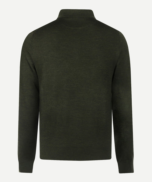 Fine Merino Longsleeve Polo | Dark Olive