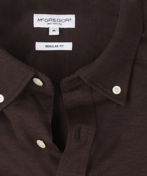 Overhemd Stretch Piqué | Chocolate Brown