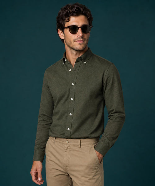 Overhemd Stretch Piqué | Dark Olive