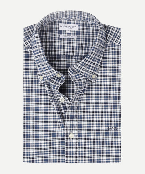 Overhemd Stretch Oxford Ruit | Navy