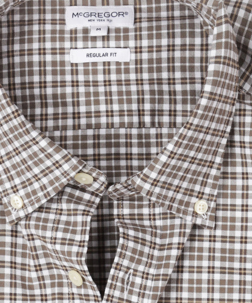Overhemd Stretch Oxford Ruit | Chocolate Brown