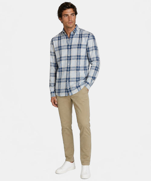 Overhemd Melange Ruit | Light Blue