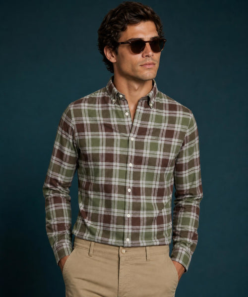 Flannel Check Shirt #5 | Dark Olive