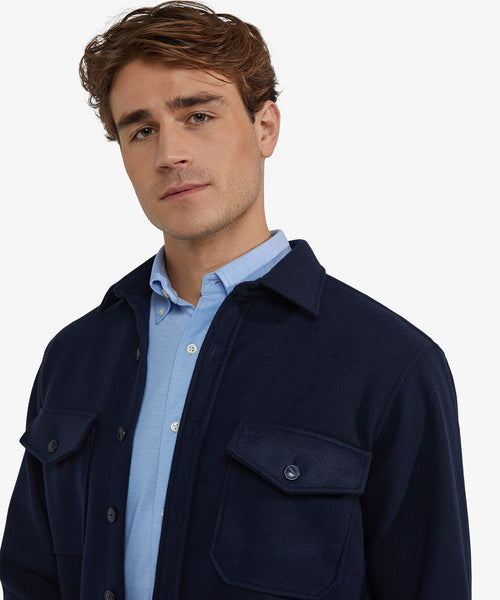 Wool Look Overshirt | Navy