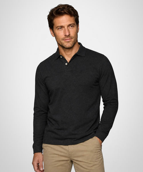 Classic Polo Lange Mouw | Dark Grey Melange