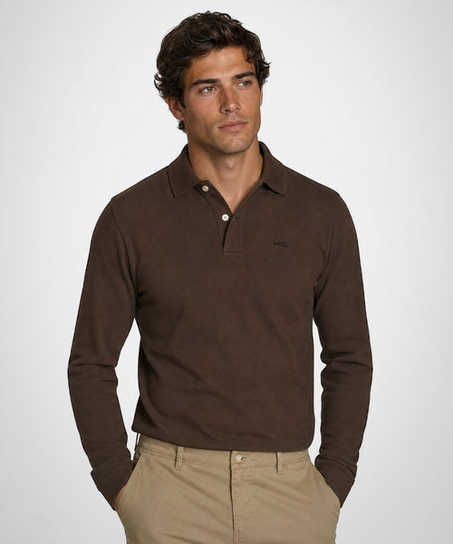 Classic Polo Lange Mouw | Chocolate Brown