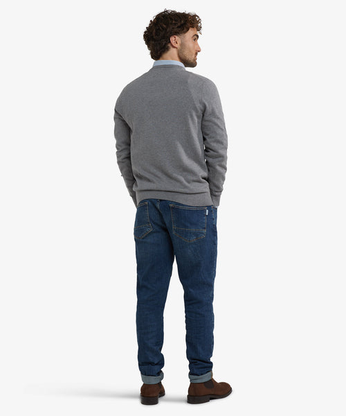 Trui Katoen Merino V-Hals | Medium Grey Melange