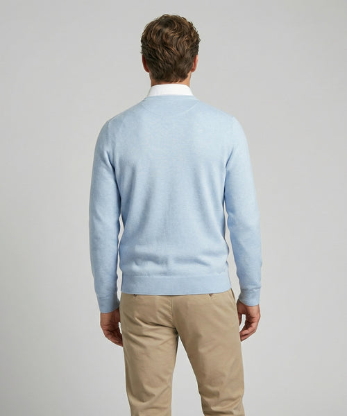 Trui Katoen-Kasjmier V-Hals | Light Blue