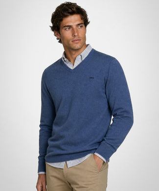 Sweater Cotton-Cashmere V-Neck | Vintage Blue