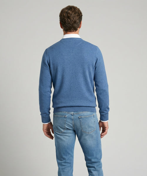 Sweater Cotton-Cashmere V-Neck | Vintage Blue