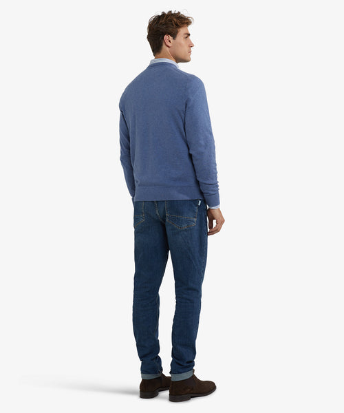 Trui Katoen Merino V-Hals | Vintage Blue